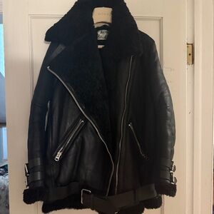 ACNE shearling moto coat